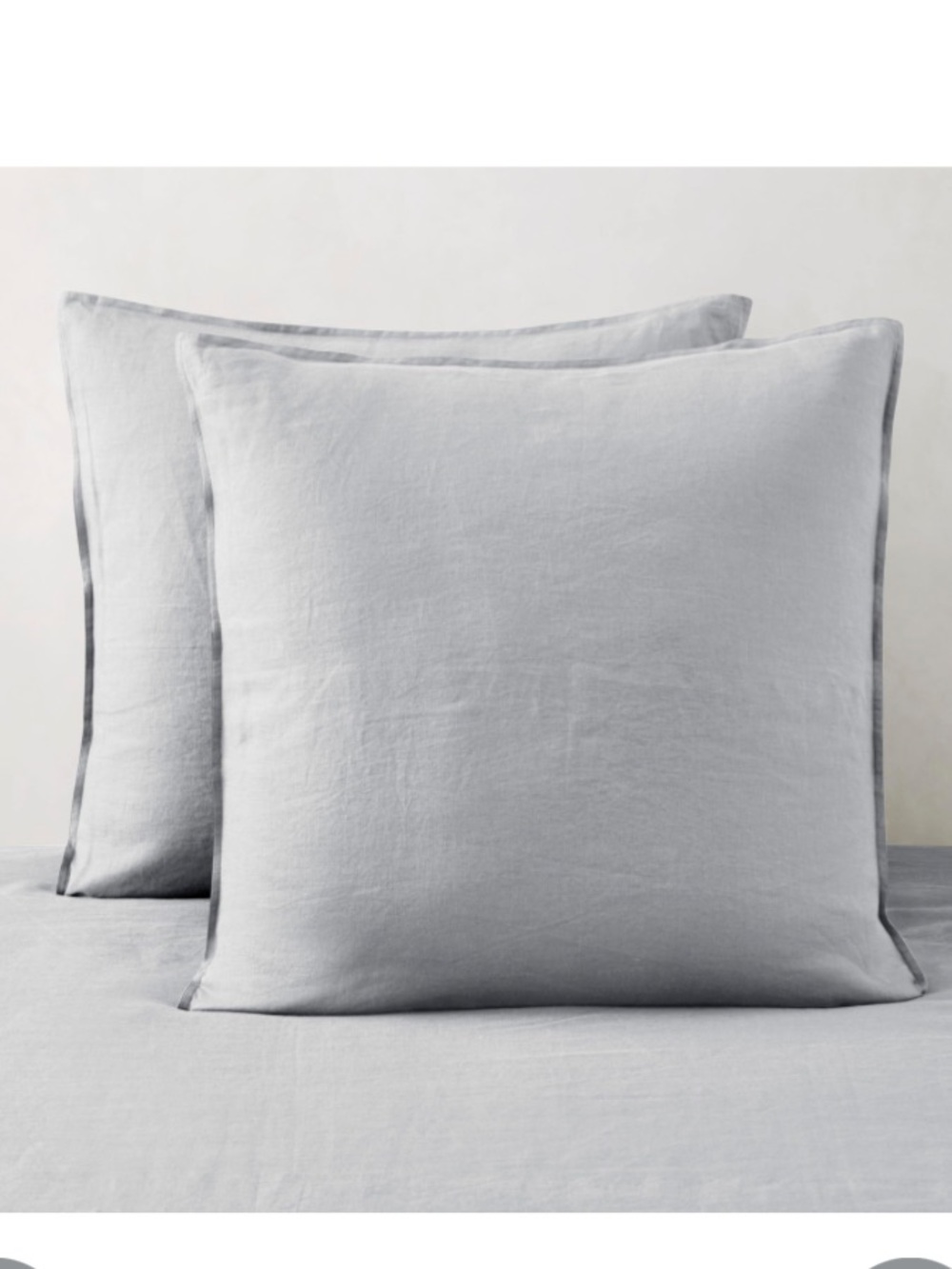 100% PURE FRENCH LINEN Euro Shams 26x26” - LIGHT GRAY